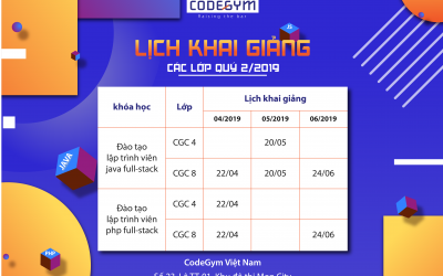 Lịch khai giảng Quý 2/2019 các khóa học Java và PHP