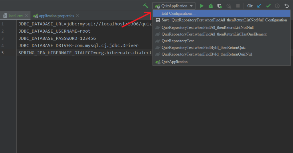 sử dụng environment variable