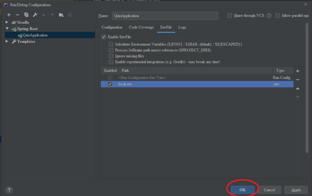 sử dụng environment variable