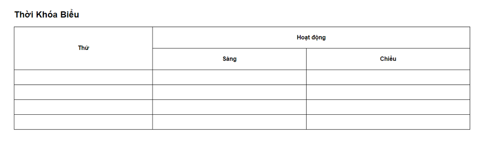 Tạo bảng nâng cao
