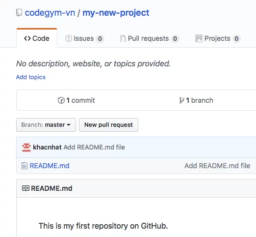 Tạo dự án mới trên GitHub