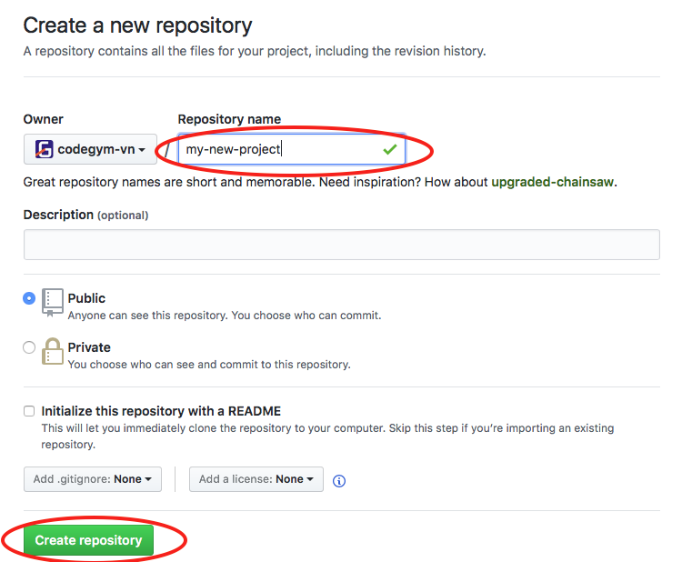 Tạo dự án mới trên GitHub