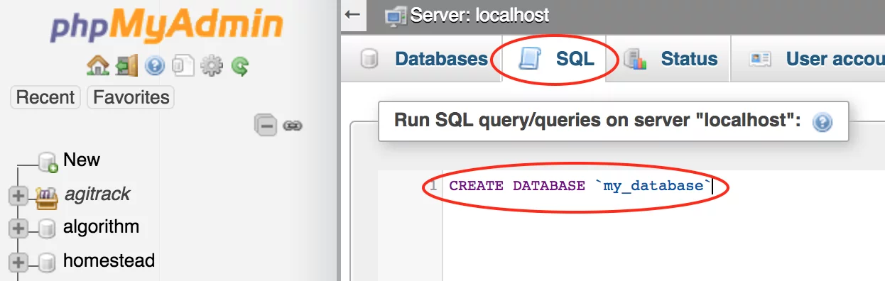 Tạo và xóa CSDL trên PHPMyAdmin