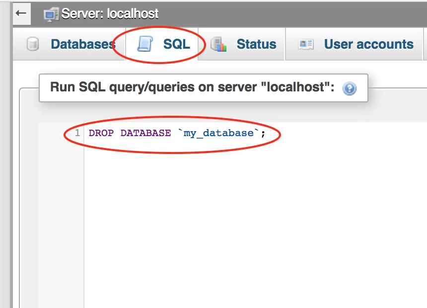 Tạo và xóa CSDL trên PHPMyAdmin