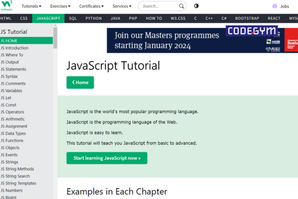 JavaScript Tutorial từ W3Schools