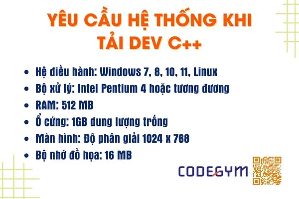 Yêu cầu hệ thống khi tải Dev C++