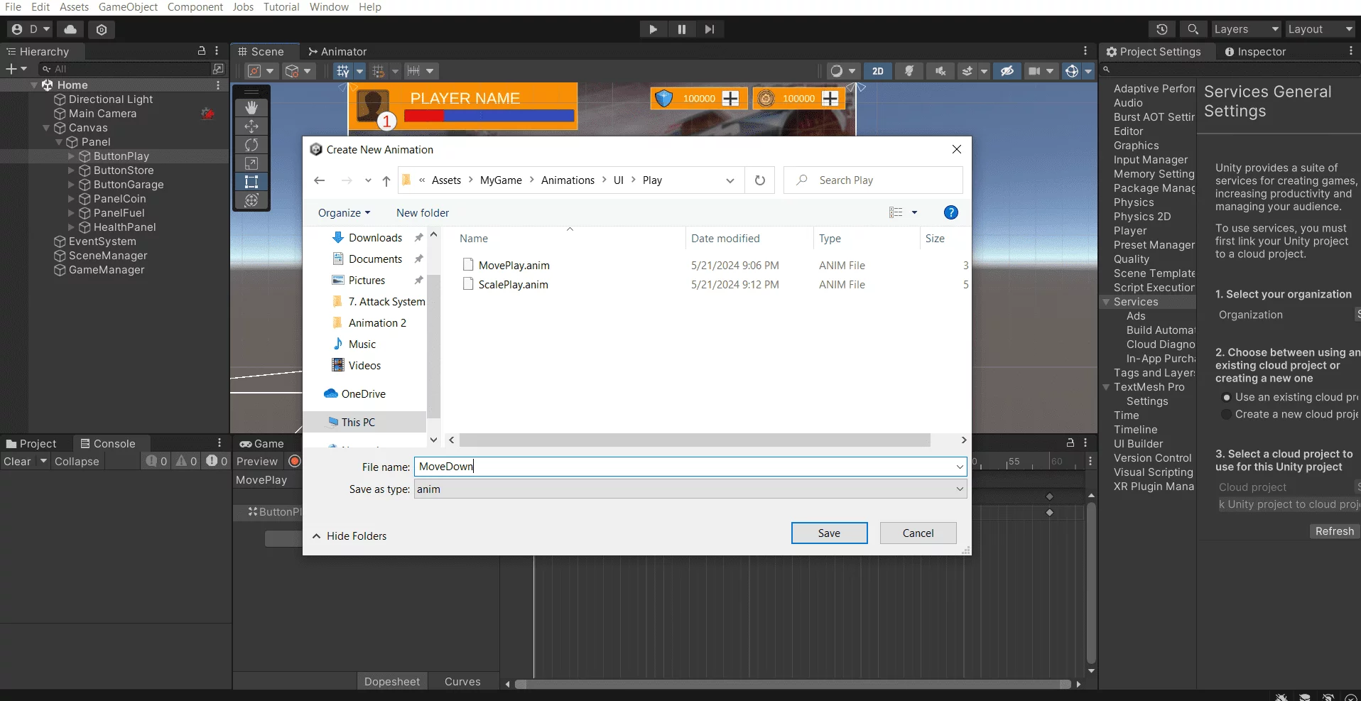 Animation và giao diện người dùng trong Unity bằng C#
