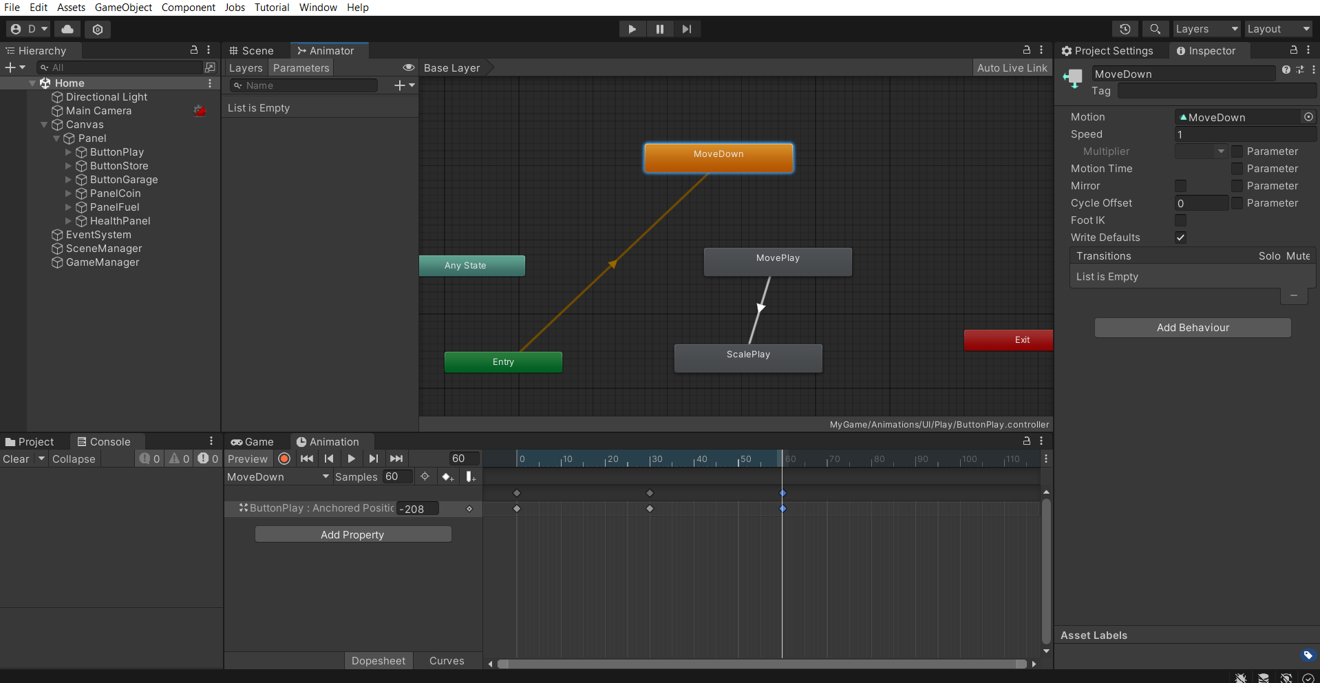 Animation và giao diện người dùng trong Unity bằng C#