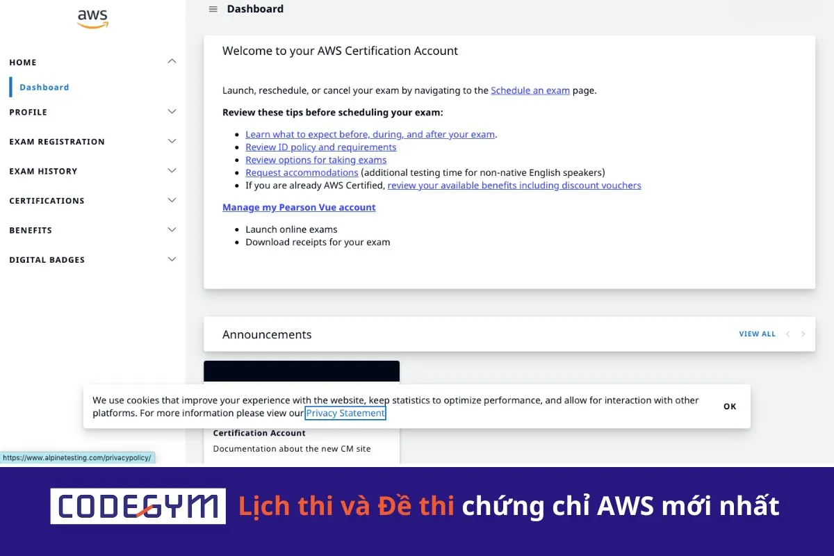 Lịch thi và Đề thi chứng chỉ AWS mới nhất
