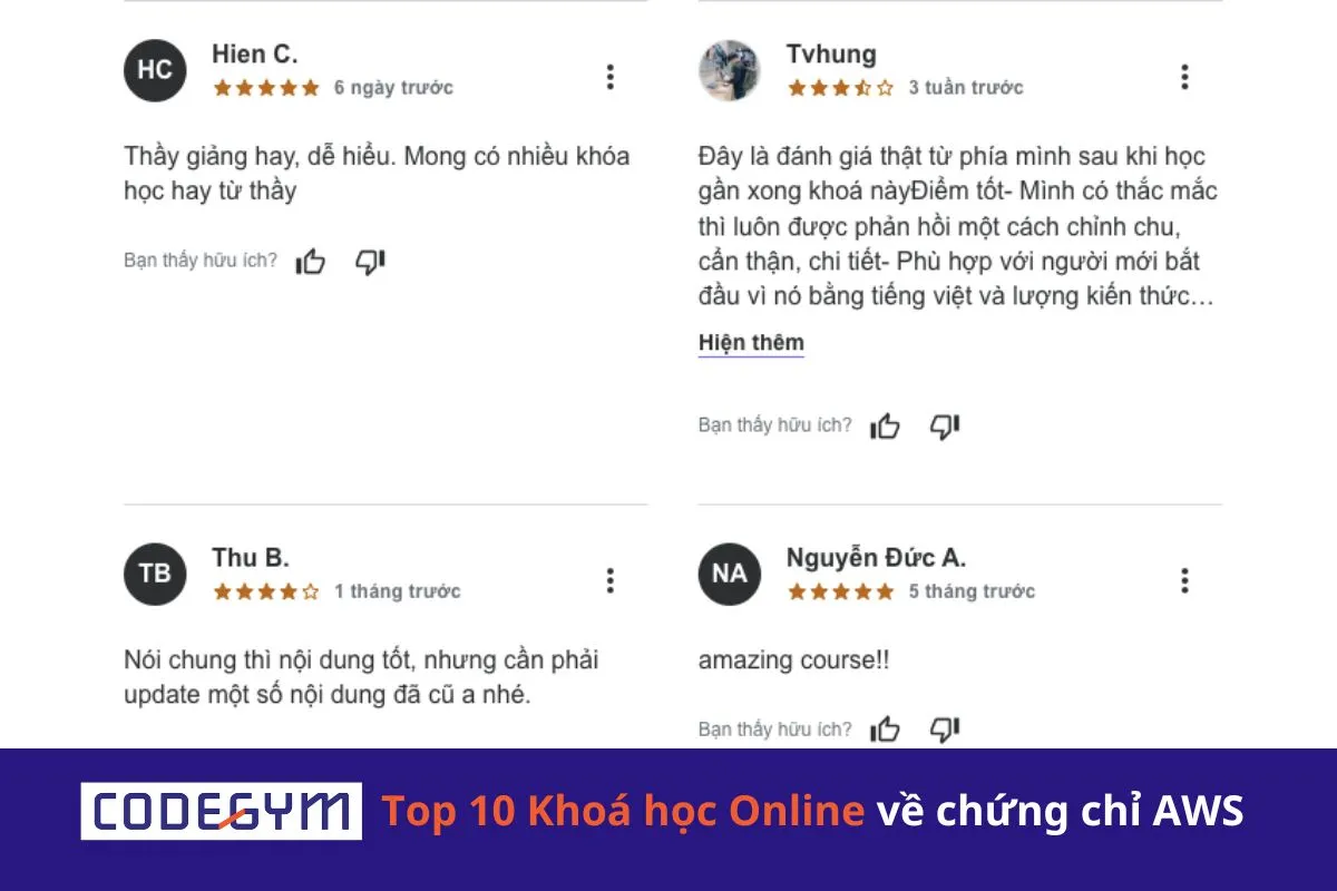 Top 10 Khoá học Online về chứng chỉ AWS