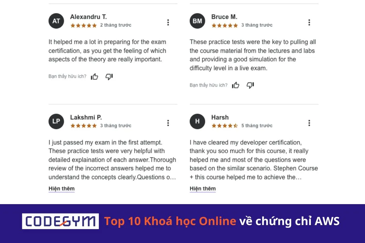 Top 10 Khoá học Online về chứng chỉ AWS