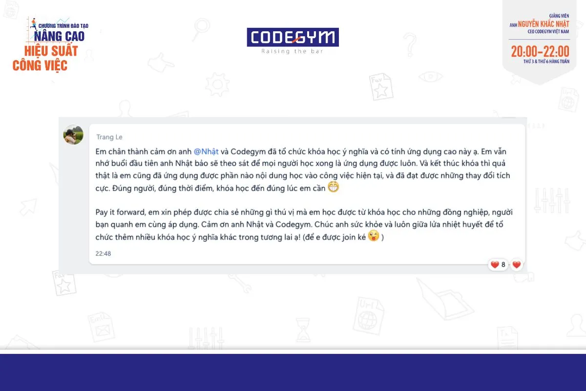 Tổng kết khoá học Nâng cao hiệu suất công việc