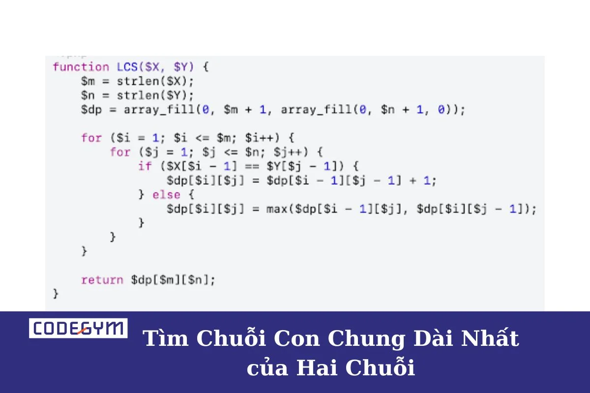 tìm chiều dài của chuỗi con chung dài nhất