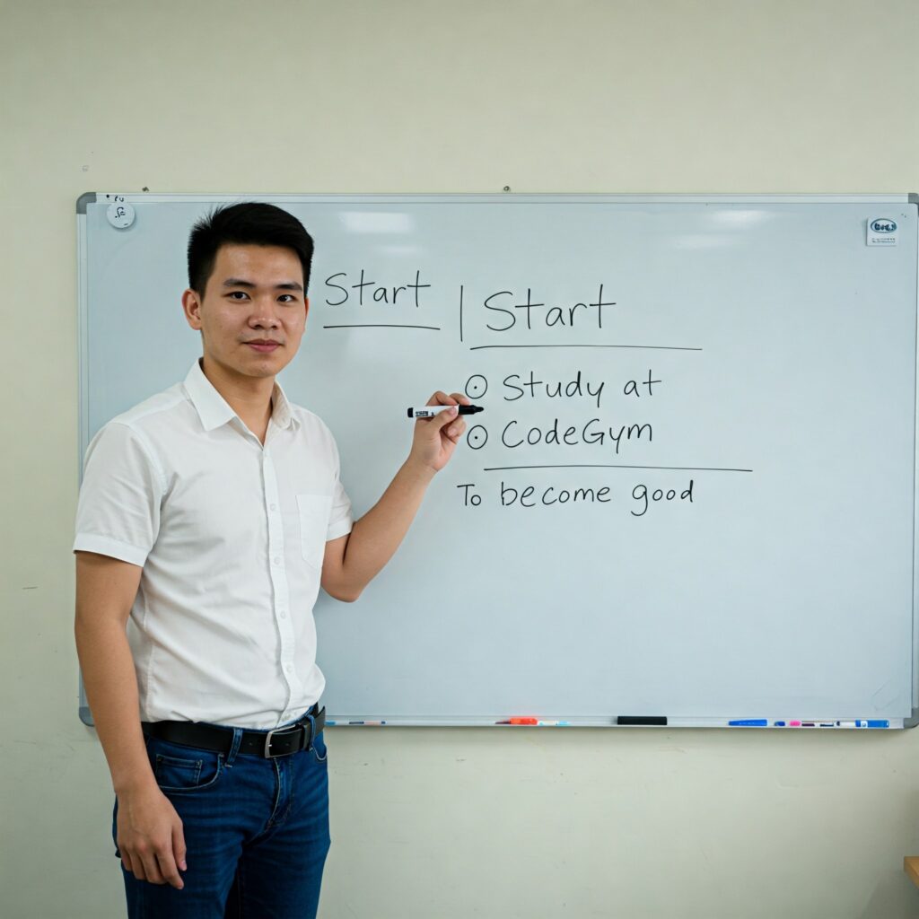 “Bắt đầu” → “Học ở CodeGym” → “Làm thật nhiều để giỏi”