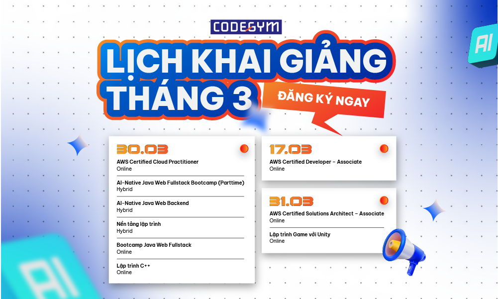 lịch khai giảng t3/2026